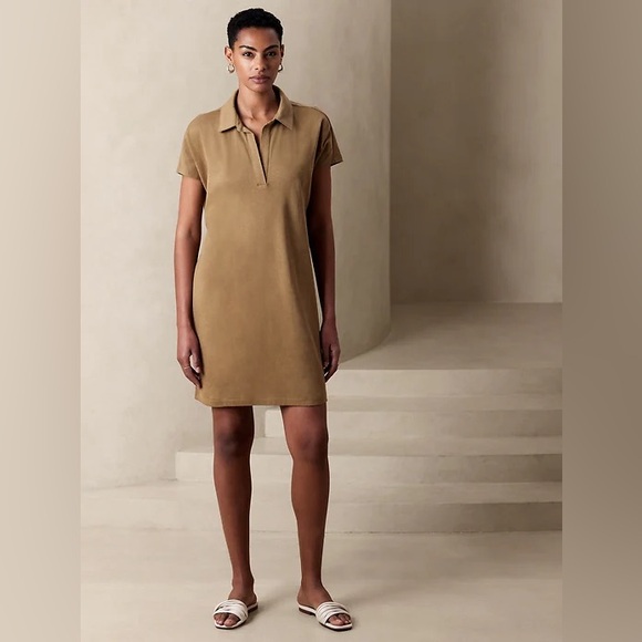 Banana Republic Johnny Collar Dress XL in Whiskey Brown - Picture 2 of 11